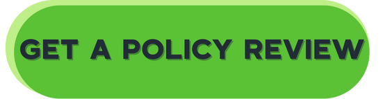 Green call-to-action button reading "Get a Policy Review" for insurance services